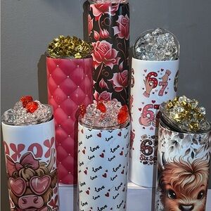 Colorful Decorative Tumblers with Floral and Animal Designs